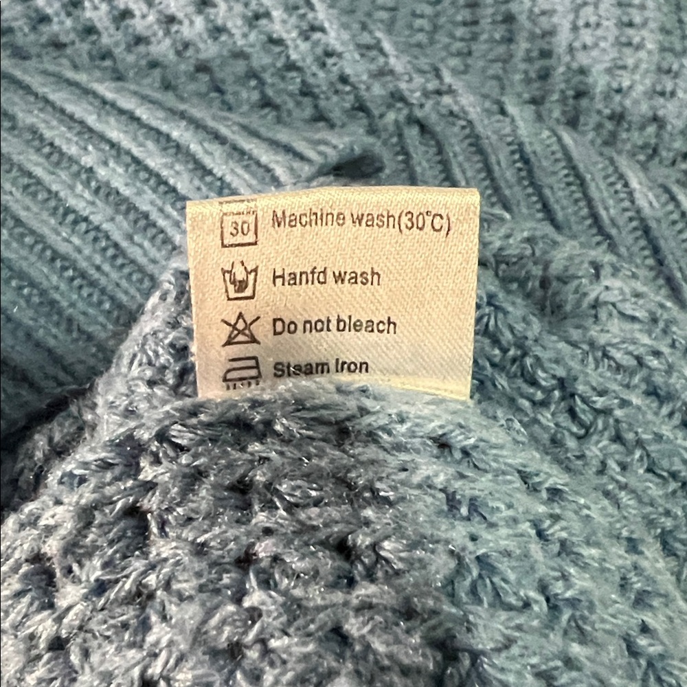Merokeety Blue Women's Cozy Crew Neck Sweater - Small - Picture 5 of 7
